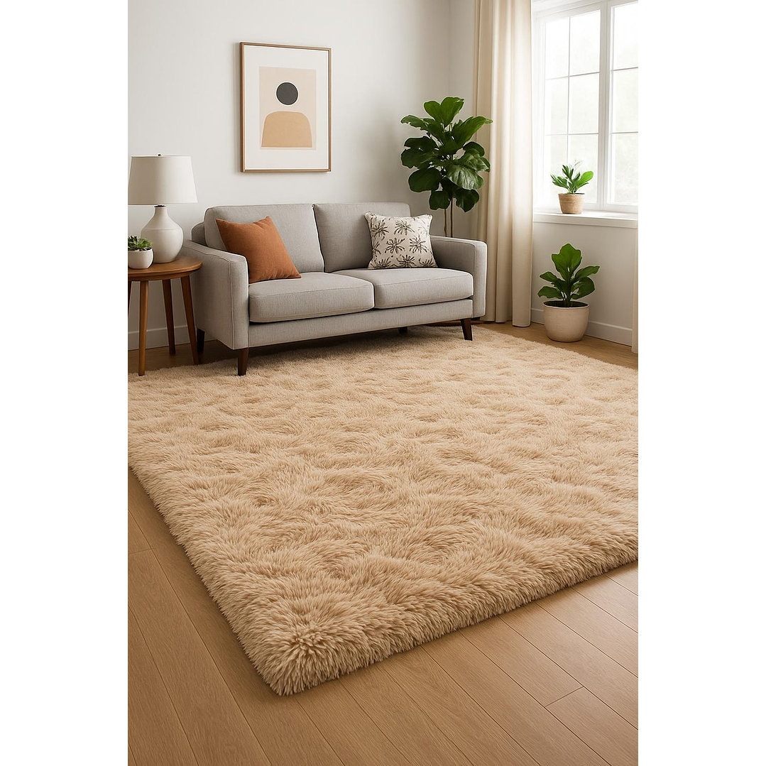 Alfombra Peluda Shaggy Beige 200x220 Clems 4