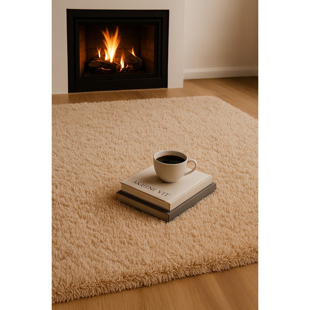 Alfombra Peluda Shaggy Beige 200x220 Clems 5