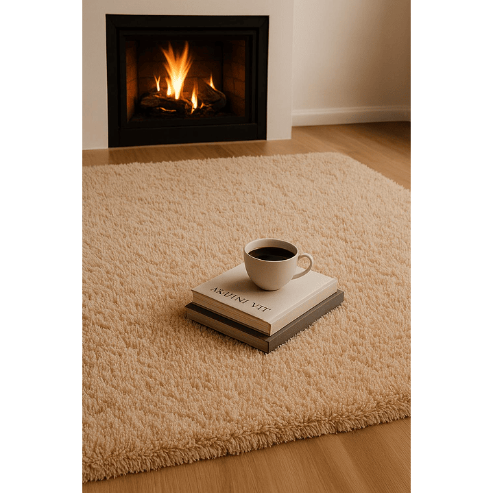 Alfombra Peluda Shaggy Beige 200x220 Clems 5