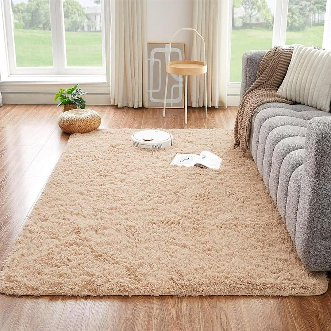 Alfombra Peluda Shaggy Beige 200x220 Clems 6