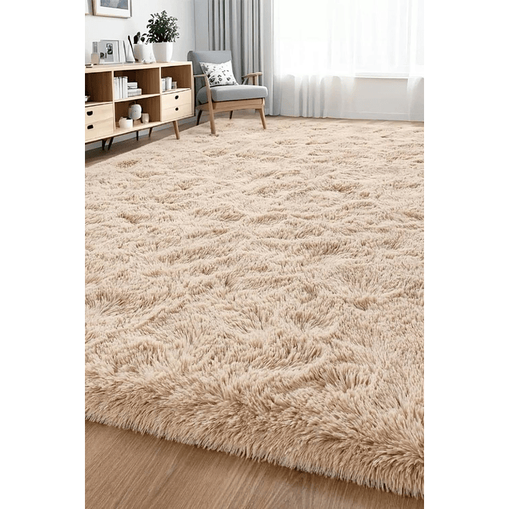 Alfombra Peluda Shaggy Beige 200x220 Clems 8