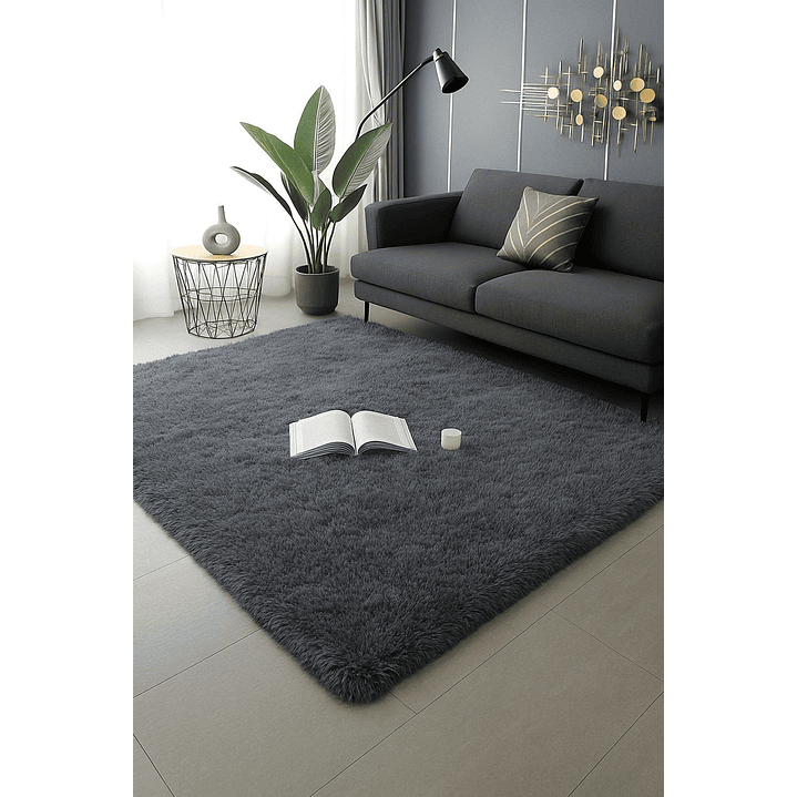 Alfombra Peluda Shaggy Gris 150x200 1