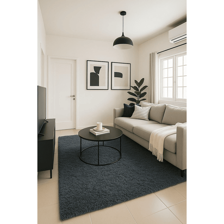 Alfombra Peluda Shaggy Gris 150x200 2