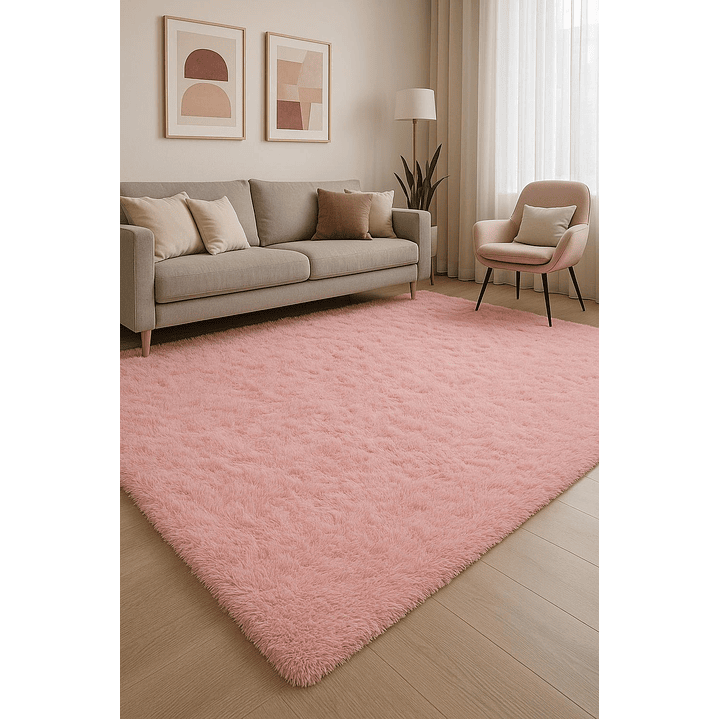 Alfombra Peluda Shaggy Rosa 200x220 Clems 1