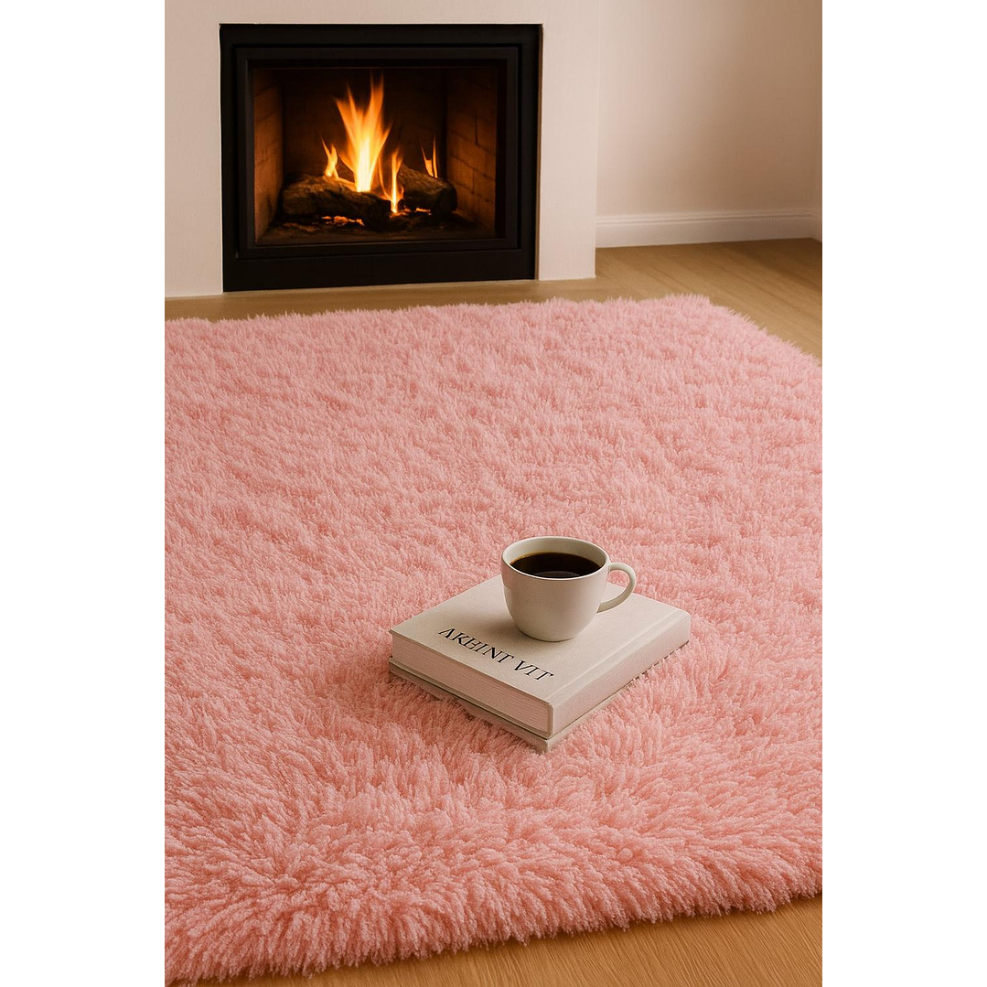 Alfombra Peluda Shaggy Rosa 200x220 Clems 5