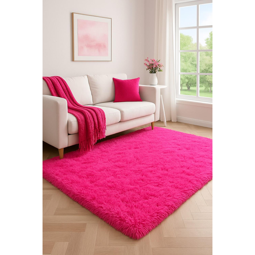 Alfombra Peluda Shaggy Clems 200x220 Fucsia 1