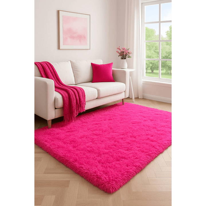 Alfombra Peluda Shaggy Clems 200x220 Fucsia 1