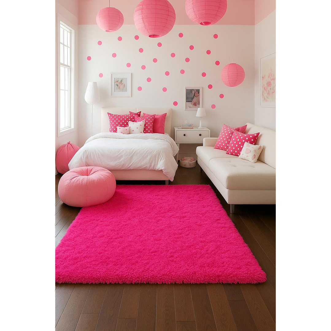 Alfombra Peluda Shaggy Clems 200x220 Fucsia 5