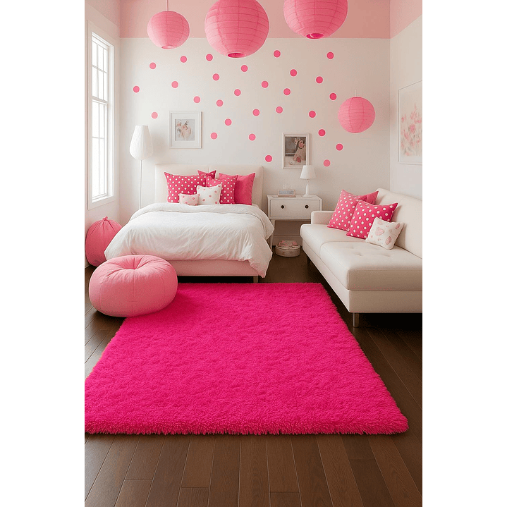 Alfombra Peluda Shaggy Clems 200x220 Fucsia 5