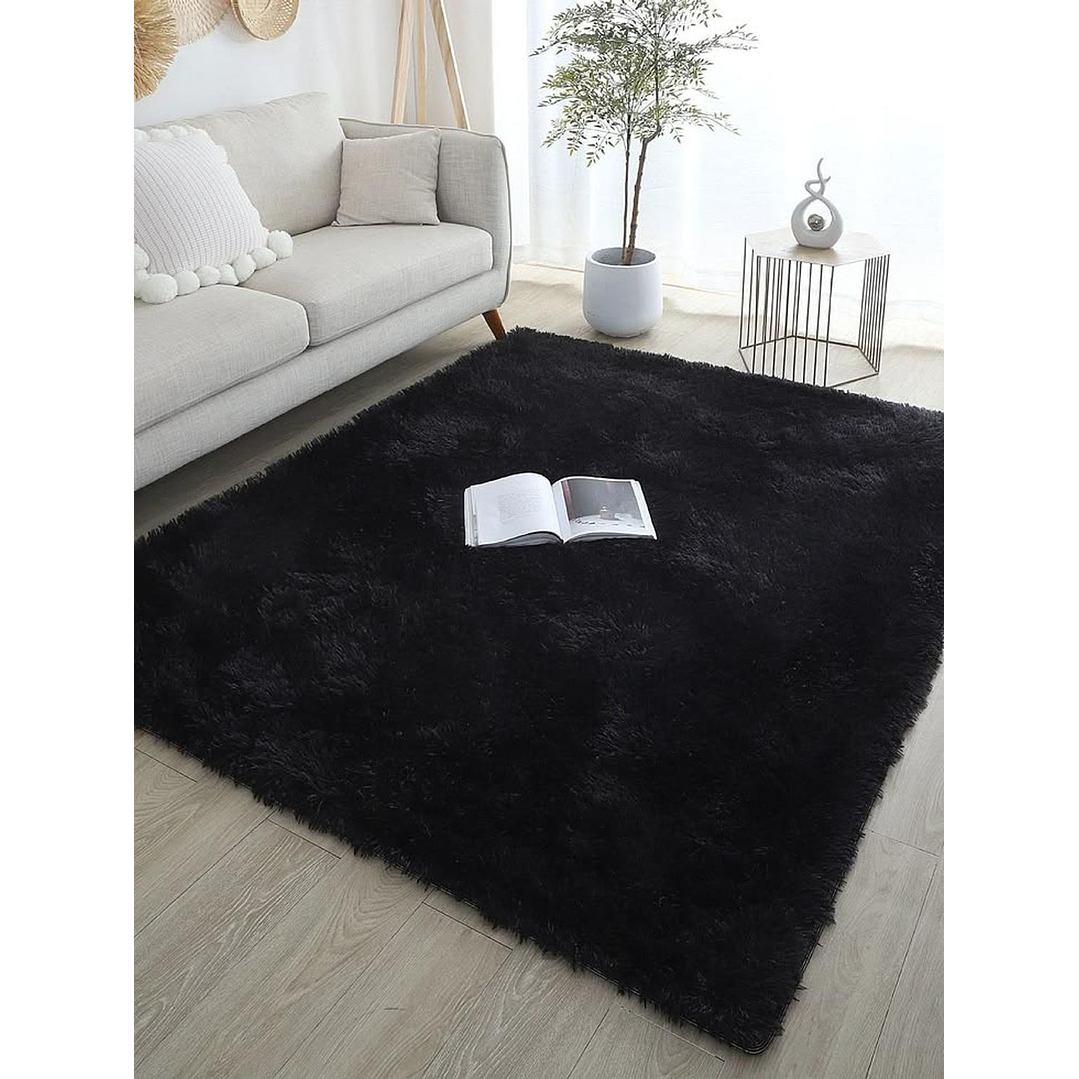 Alfombra Peluda Shaggy Negro 200x220 Clems 2