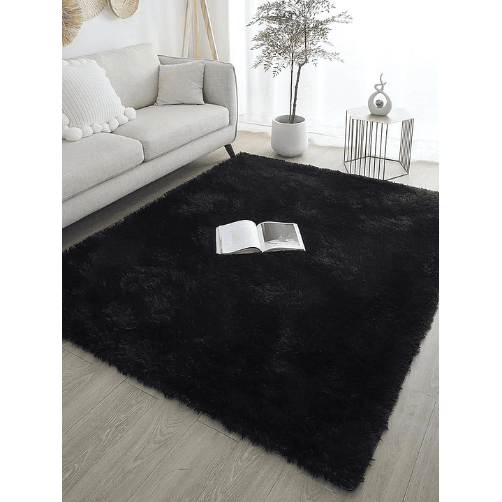 Alfombra Peluda Shaggy Negro 200x220 Clems 2