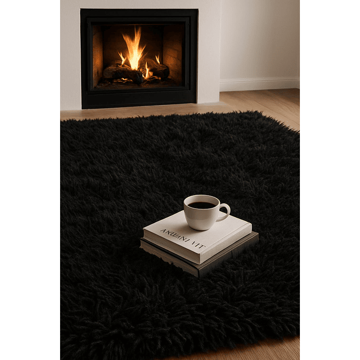 Alfombra Peluda Shaggy Negro 200x220 Clems 4