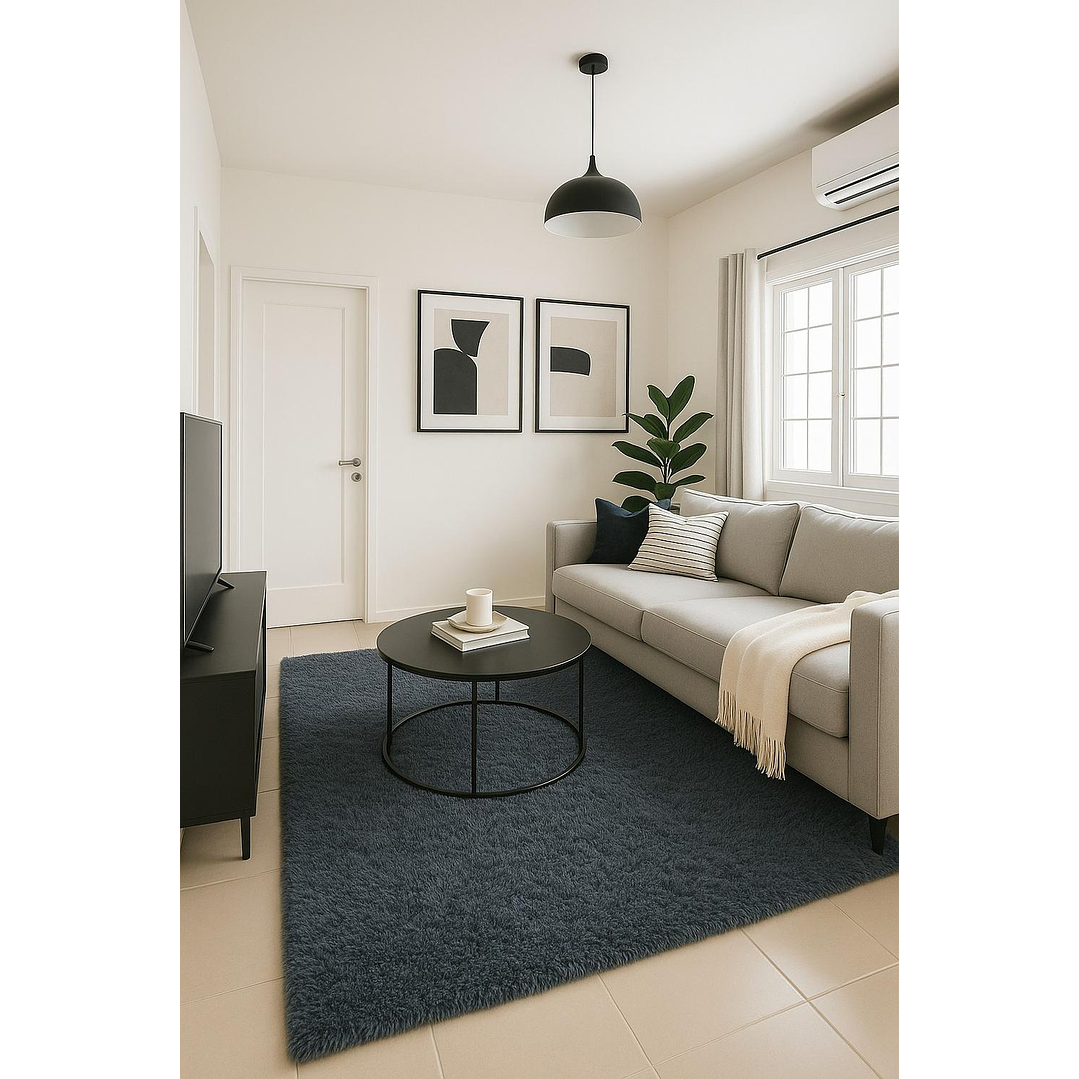 Alfombra Peluda Shaggy Gris 200x220 2