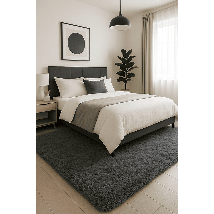 Alfombra Peluda Shaggy Gris 200x220 3