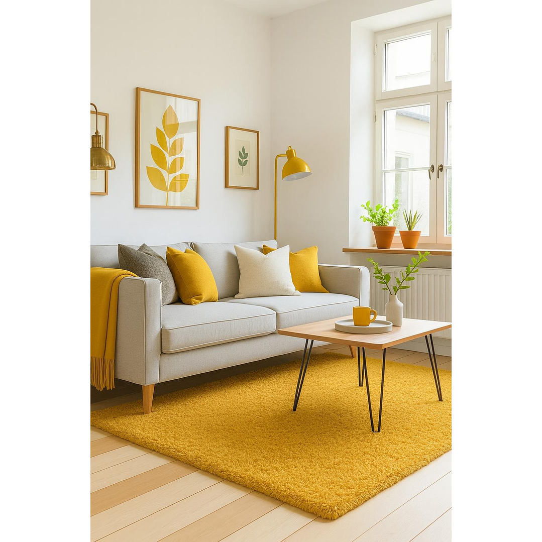 Alfombra Timmy Peluda Extra Suave Amarillo Gold 150x200 3