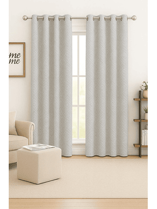 Cortina Blackout Tela Diseño 135x225 – 2 Paños Geometrica Gris