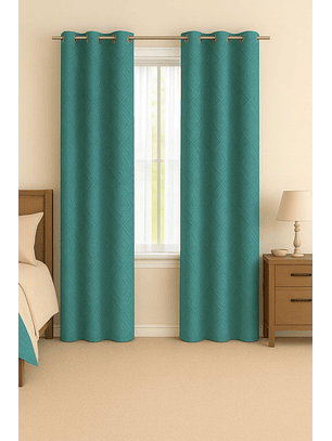 Cortina Blackout Tela Diseño 135x225 – 2 Paños Geometrica Turquesa