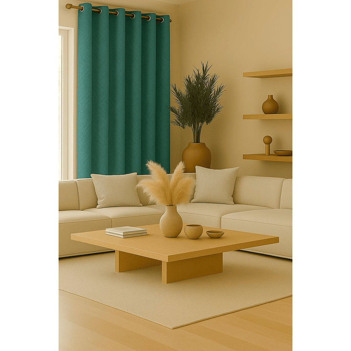 Cortina Blackout Tela Diseño 135x225 – 2 Paños Geometrica Turquesa 2