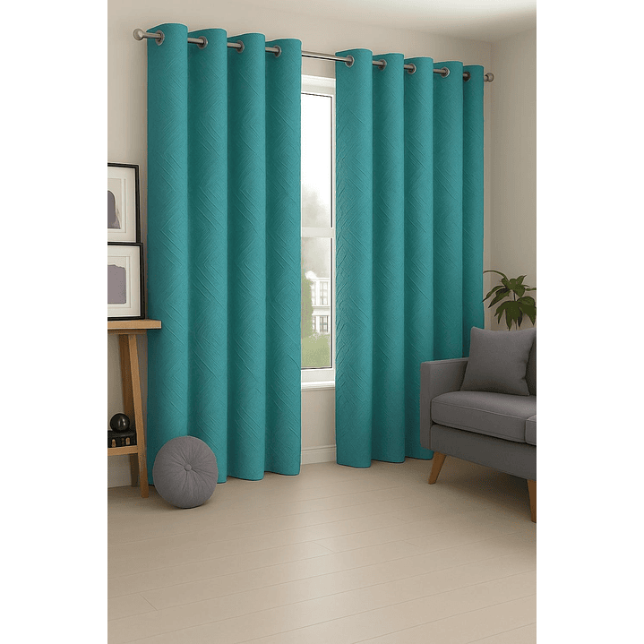 Cortina Blackout Tela Diseño 135x225 – 1 Paño Geometrica Turquesa 3