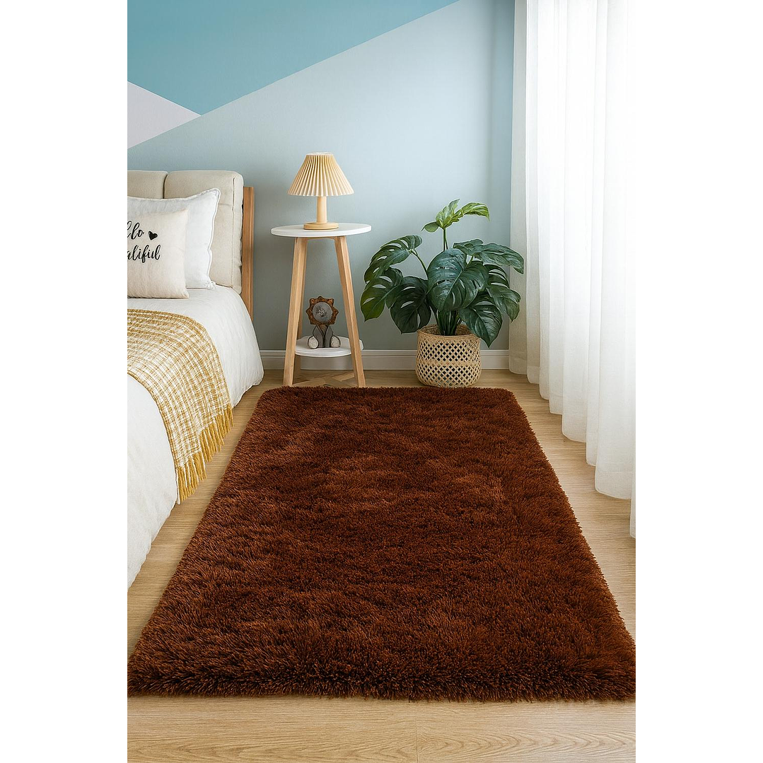 Alfombra Bajada De Cama Clems Shaggy 60x150 Café 2