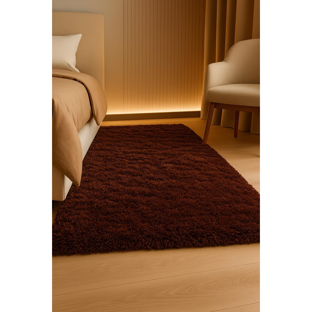 Alfombra Bajada De Cama Clems Shaggy 60x150 Café 4