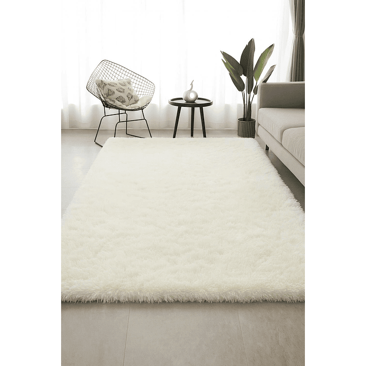Alfombra Peluda Shaggy Crema 150x200 Clems 1