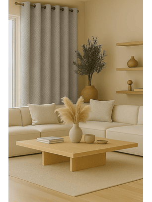 Cortina Blackout Tela Diseño 135x225 – 1 Paño Geometrica Blanco