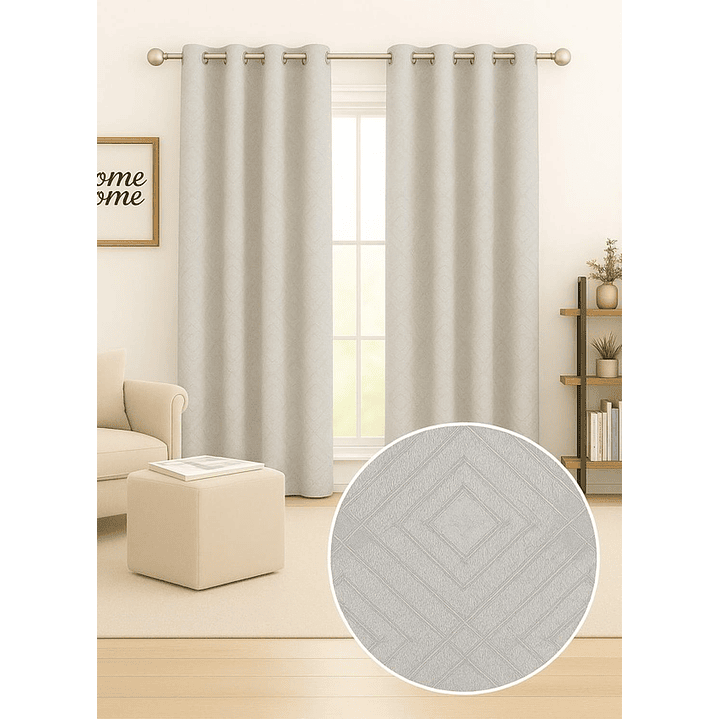 Cortina Blackout Tela Diseño 135x225 – 1 Paño Geometrica Gris 4