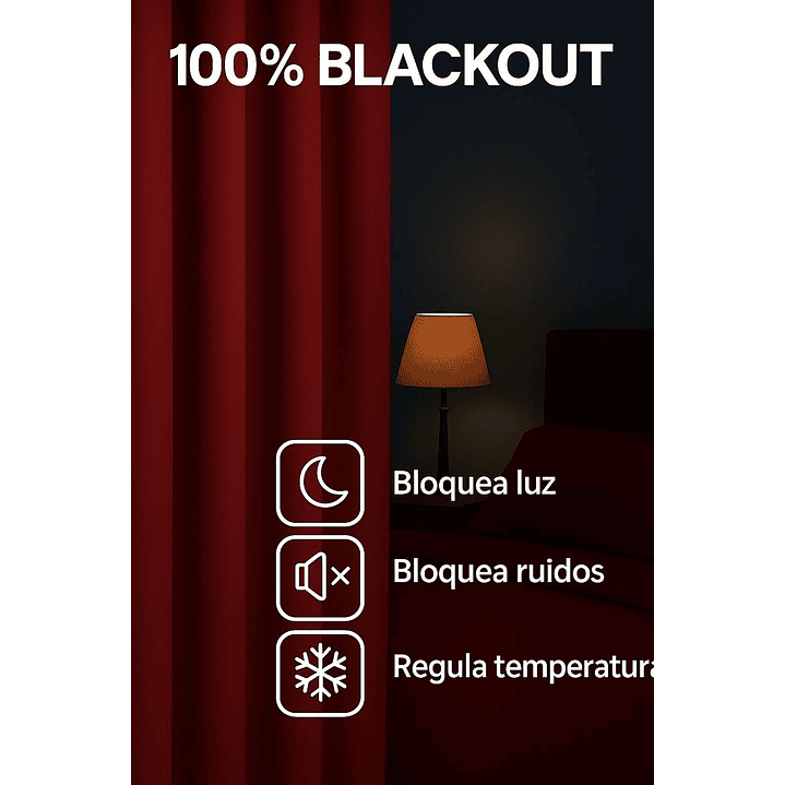 Cortina Blackout Tela Delgada 140x225 – 1 paño Rojo 6