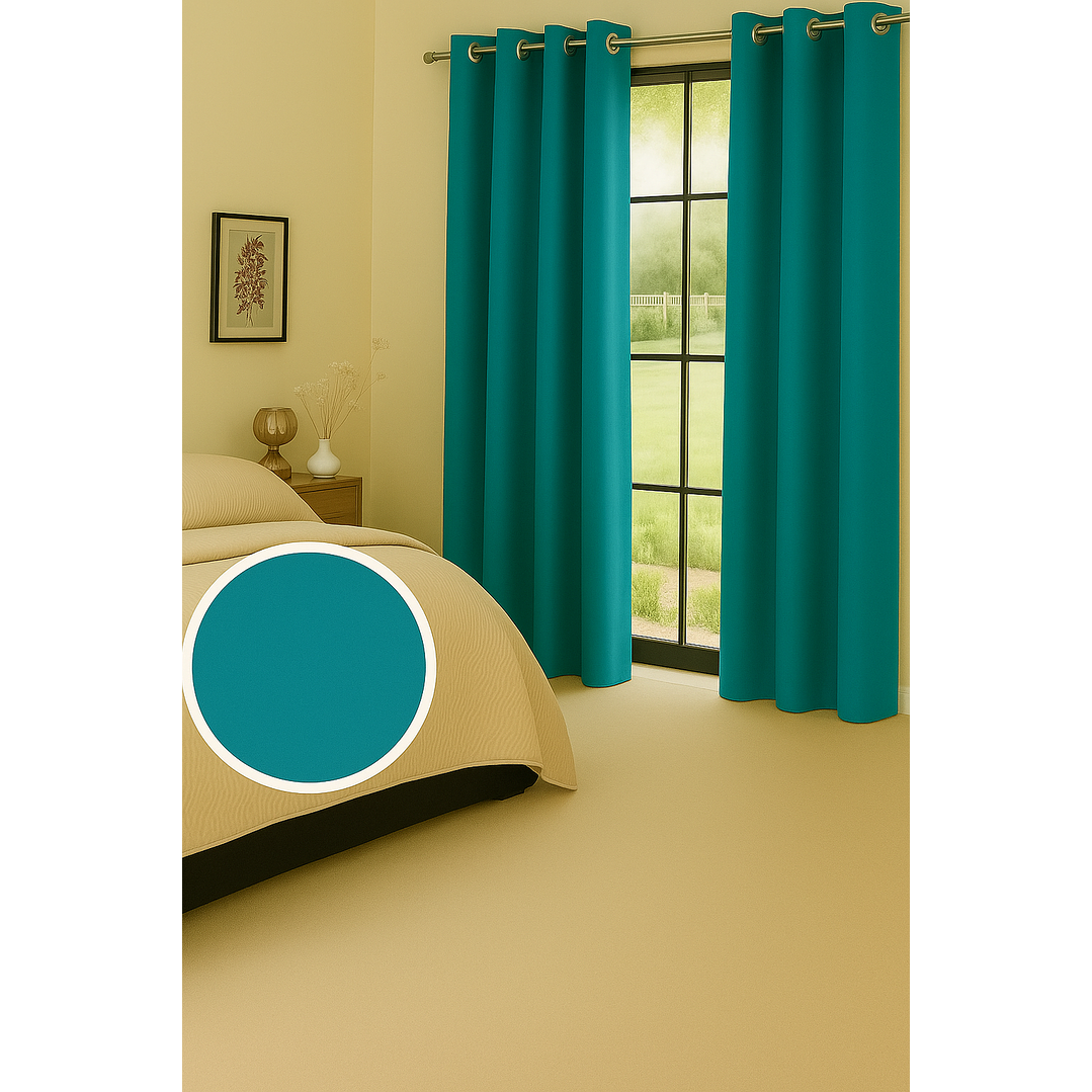 Cortinas Blackout Tela Delgada 140x225 – Pack 2 paños Turquesa 4
