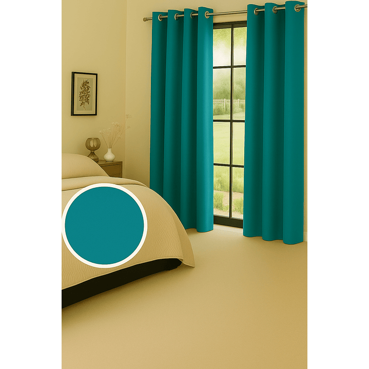 Cortinas Blackout Tela Delgada 140x225 – Pack 2 paños Turquesa 4