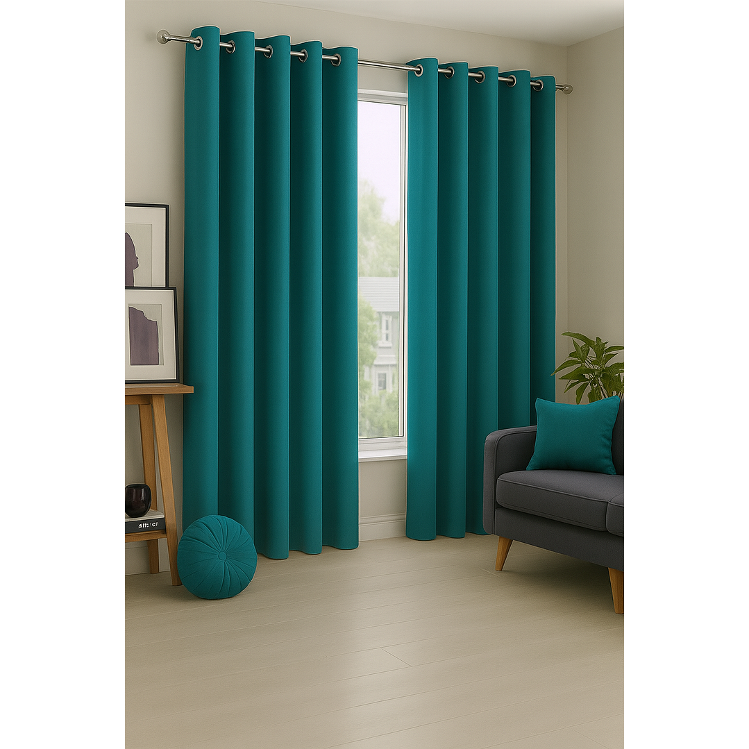 Cortinas Blackout Tela Delgada 140x225 – Pack 2 paños Turquesa 5