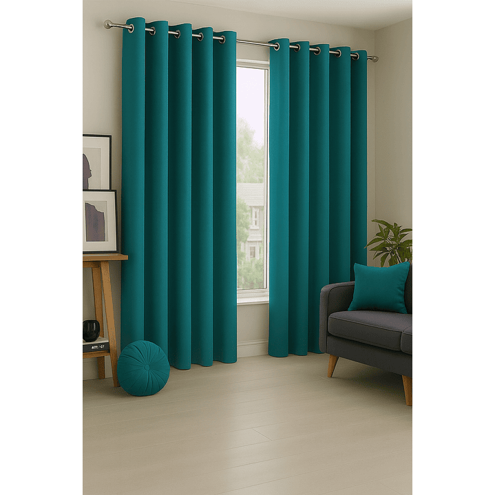 Cortinas Blackout Tela Delgada 140x225 – Pack 2 paños Turquesa 5