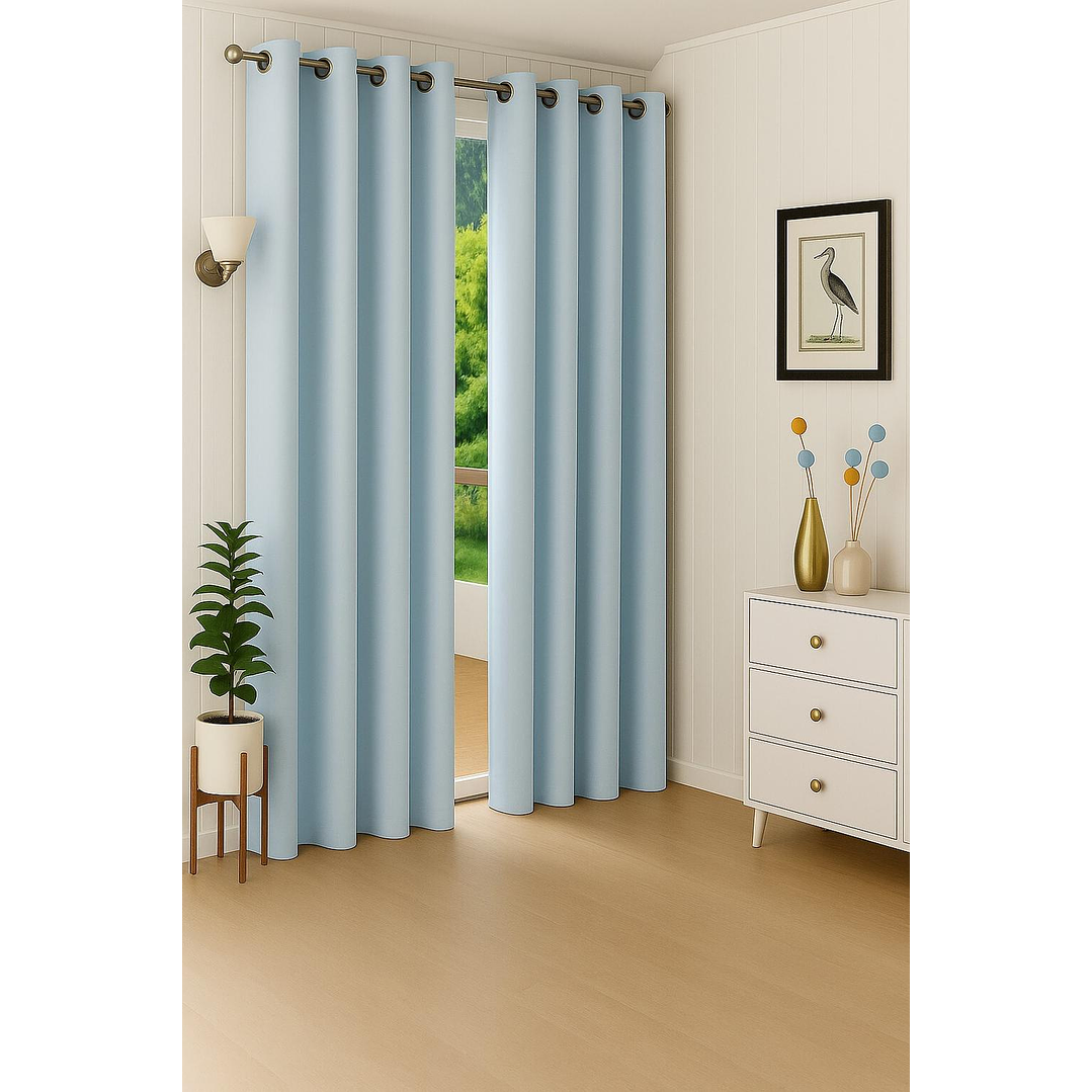 Cortinas Blackout Tela Delgada 140x225 – Pack 2 paños Azul Claro 5