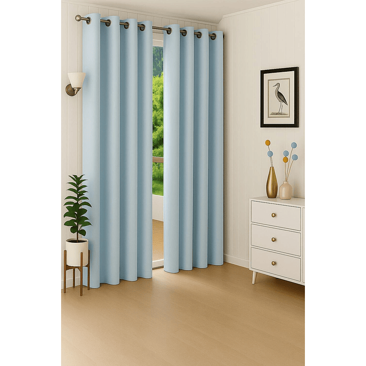 Cortinas Blackout Tela Delgada 140x225 – Pack 2 paños Azul Claro 5