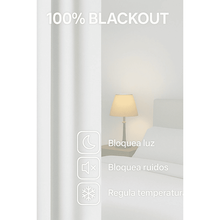 Cortinas Blackout Tela Delgada 140x225 – Pack 2 paños Blanco 6