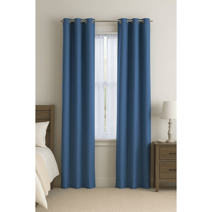 Cortinas Blackout Tela Delgada 140x225 – Pack 2 paños Azul 1