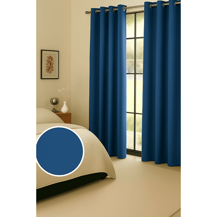 Cortinas Blackout Tela Delgada 140x225 – Pack 2 paños Azul 4