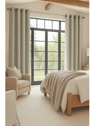 Cortina Blackout Tela Tipo Lino Gruesa 140x225 – Pack  2 Paños Beige