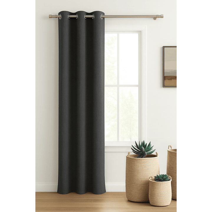 Cortina Blackout Lino 140x220cm Gris Oscuro 1