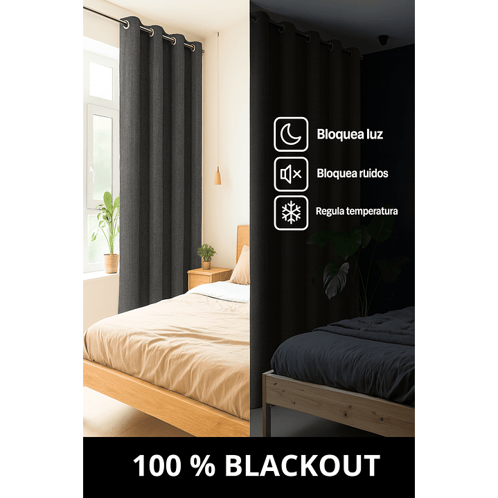 Cortina Blackout Lino 140x220cm Gris Oscuro 2