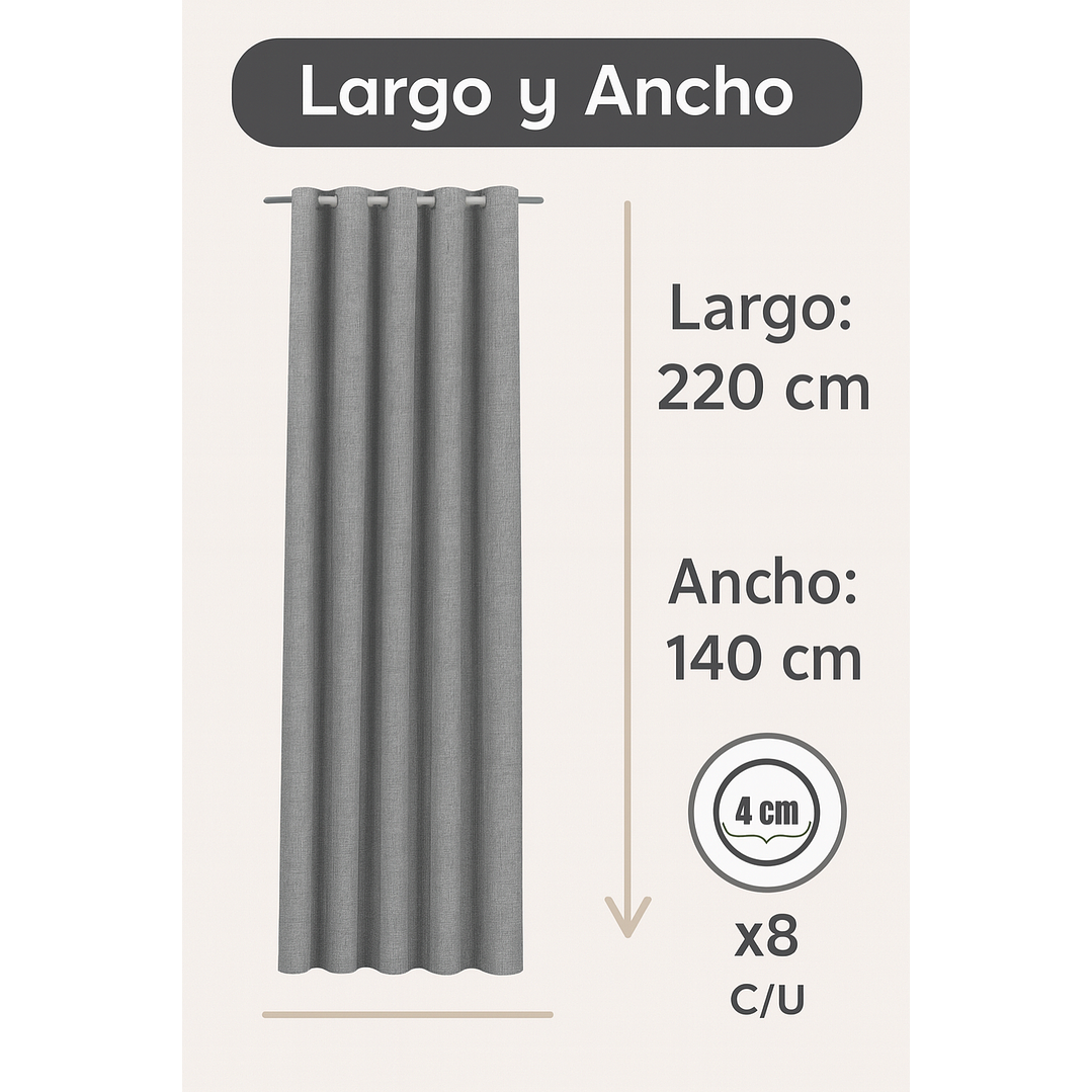Cortina Blackout Lino 140x220cm Gris Oscuro 3