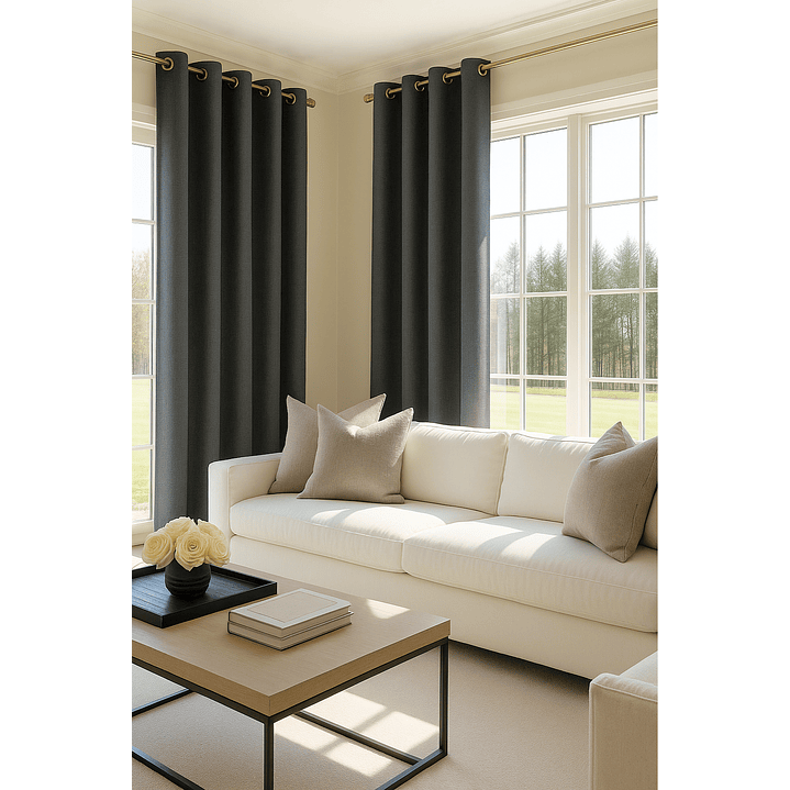 Cortina Blackout Lino 140x220cm Gris Oscuro 5