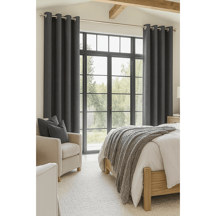 Cortina Blackout Lino 140x220cm Gris Oscuro 7