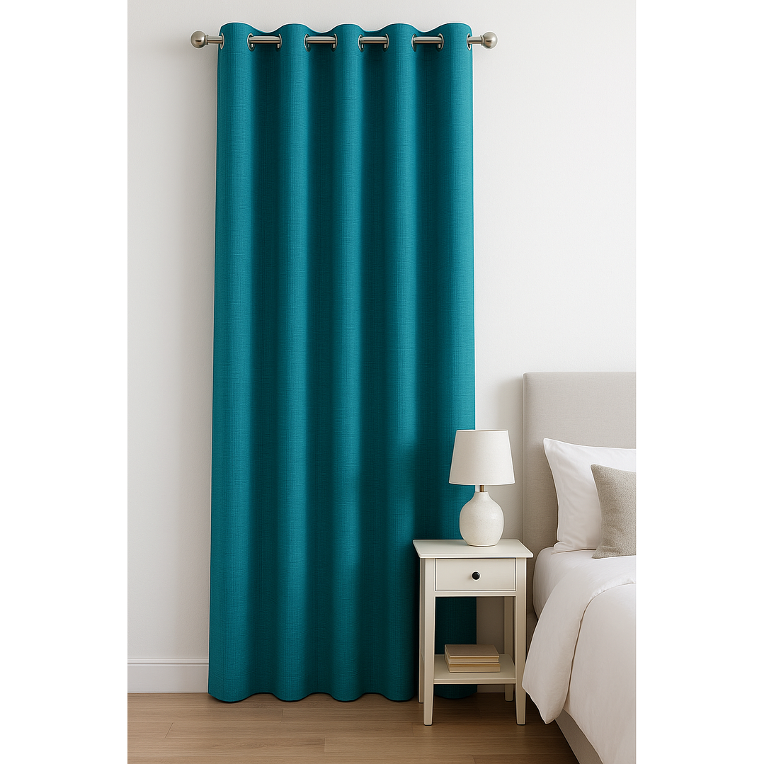 Cortina Blackout Tela Tipo Lino Gruesa 140x225 – 1 Paño Turquesa 1
