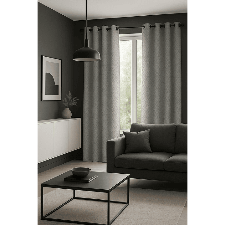Cortina Blackout Tela Diseño 135x225 – 1 Paño Geometrica Blanco 5