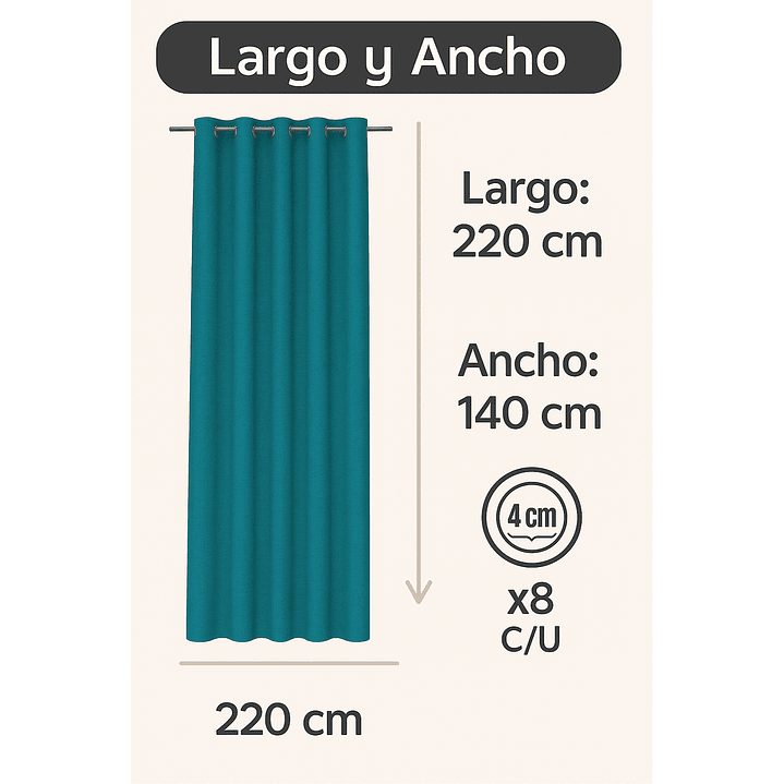 Cortina Blackout Tela Tipo Lino Gruesa 140x225 – Pack  2 Paños Turquesa 3