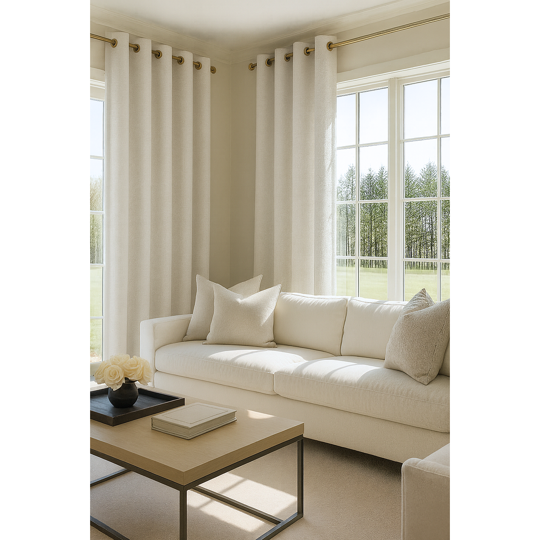 Cortina Blackout Tela Tipo Lino Gruesa 140x225 – Pack  2 Paños Blanco 5