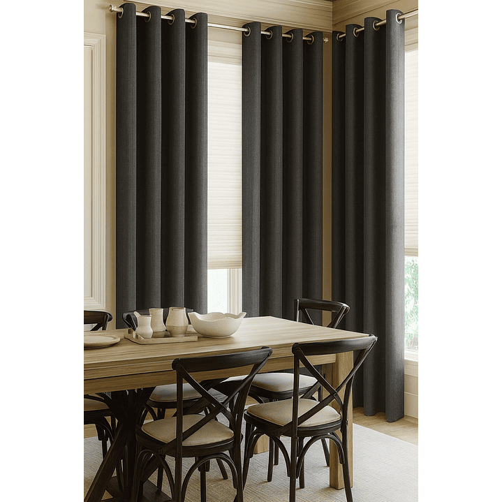Pack 2 Cortina Blackout Lino 140x220cm Gris Oscuro 6