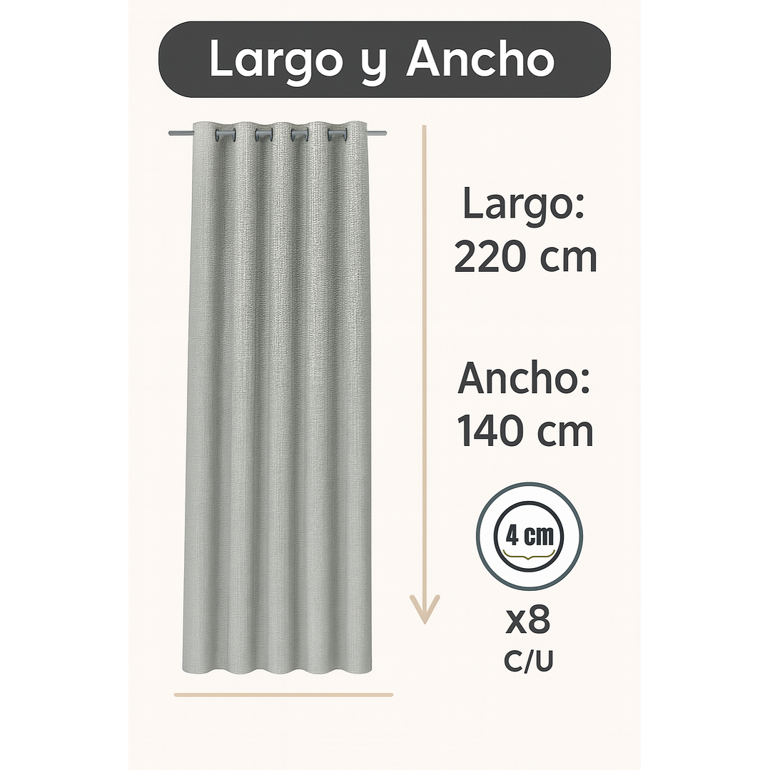 Cortina Blackout Tela Tipo Lino Gruesa 140x225 – Pack  2 Paños Gris Claro 3